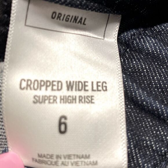 Express Cropped Wide Leg Super High Rise Dark Wash Jeans Size 6 NWT - Picture 6 of 10